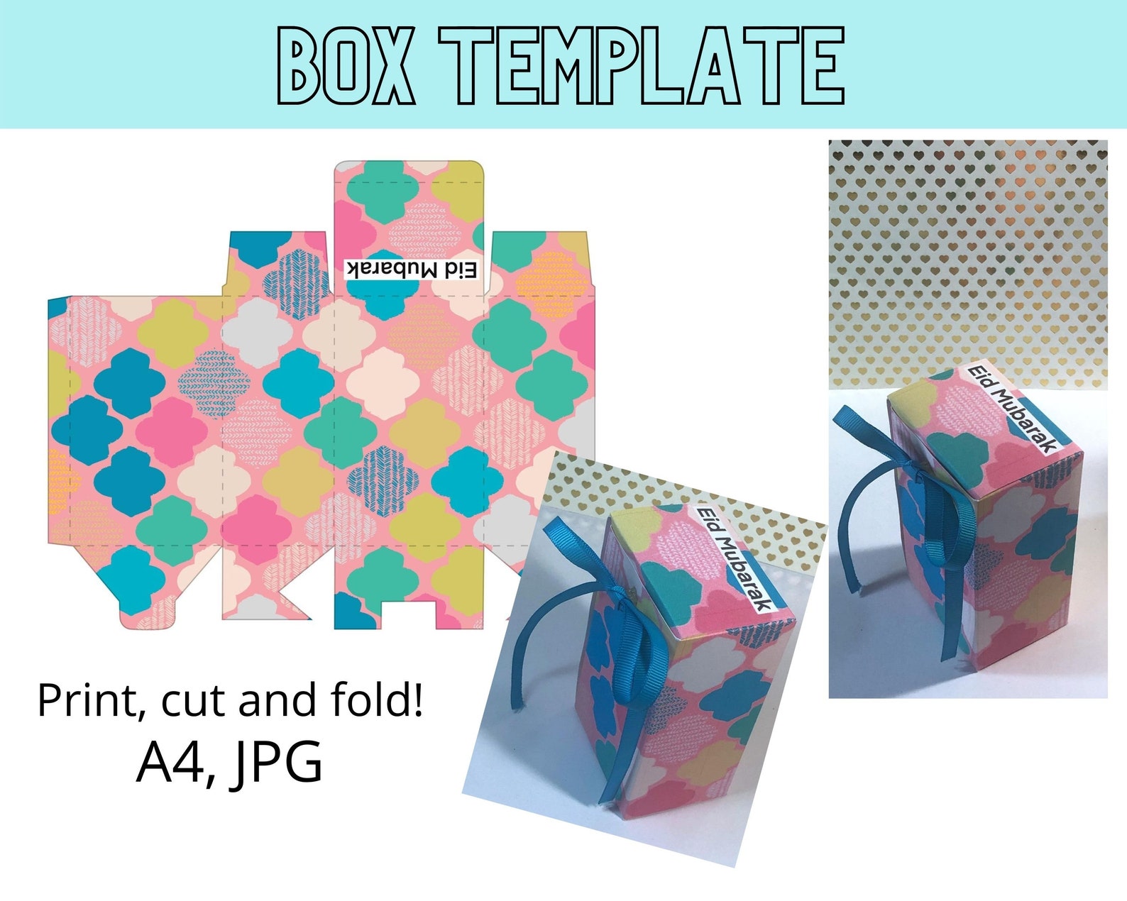 Patterned Box Template A4 JPG Download print cut and fold | Etsy