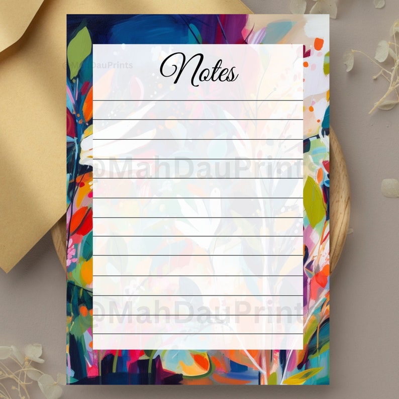 Notes Pade Notes Daily Printable Notepad| 5.8x8.3 |A5| Notes,colourful Florals ...