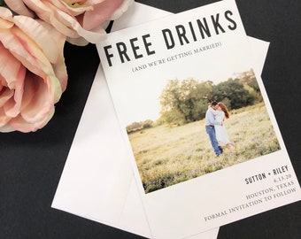 Free Drinks Save the Date Digital Download