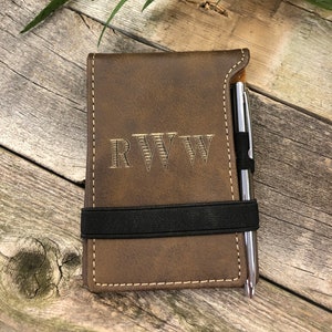 Engraved Leather Notepad with Pen