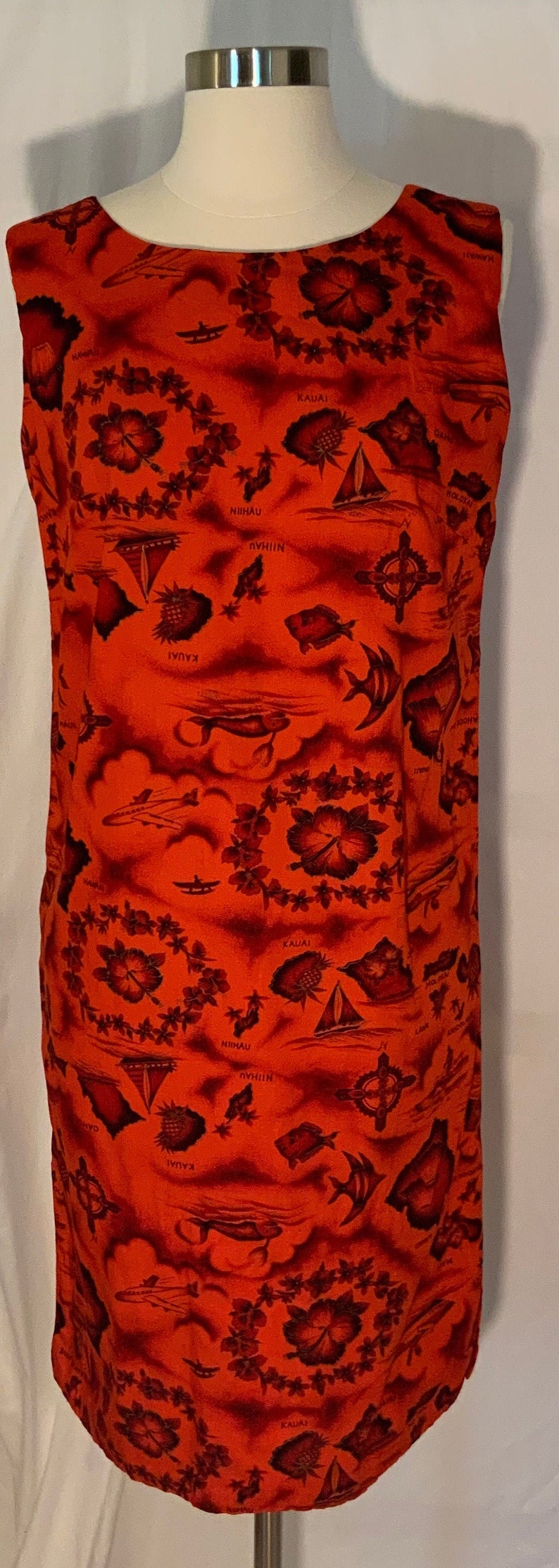 Vintage Hawaiian Print Dress Made in Hawaii Ui-Maikai Size 6
