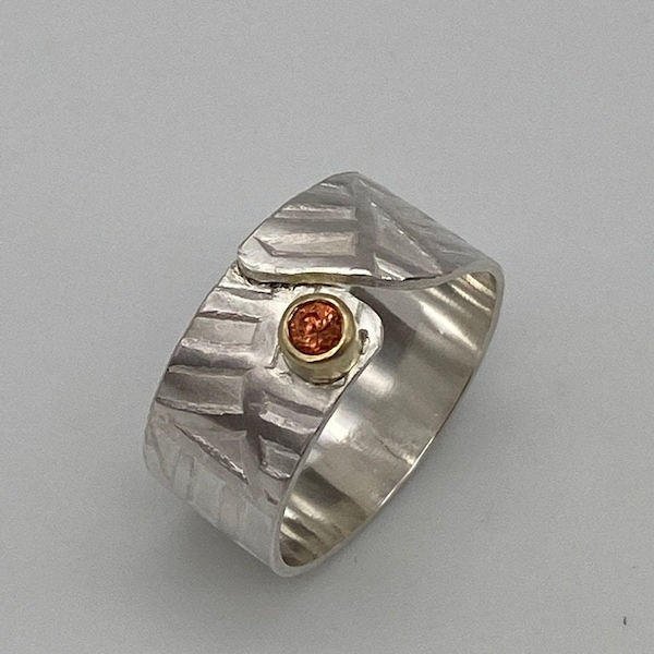 Bague en saphir orange argent sterling et or