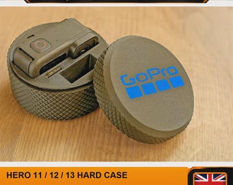 GoPro Hero 11 12 13 Hard Case | 3D Printed PETG | Black with Blue Lettering
