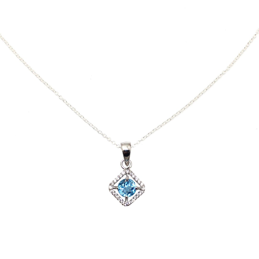 AAA Grade Swiss Blue Topaz Necklace, 925 Sterling Silver Blue Topaz ...
