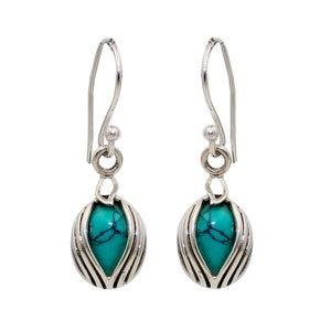 Hand crafted Beautiful Turquoise Earring, Oval Turquoise Earring, 925 Silver Earring, Women Earring, Hanging Earring, gift