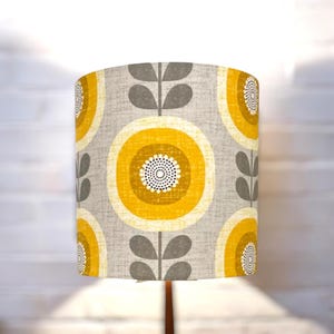 Yellow Floral Sunflower Mid Century Handmade Lampshade, Retro, Table lamp, floor and ceiling lampshade