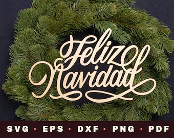 Feliz Navidad - Fancy Cursive SVG Handlettering Vector Printable Cut File