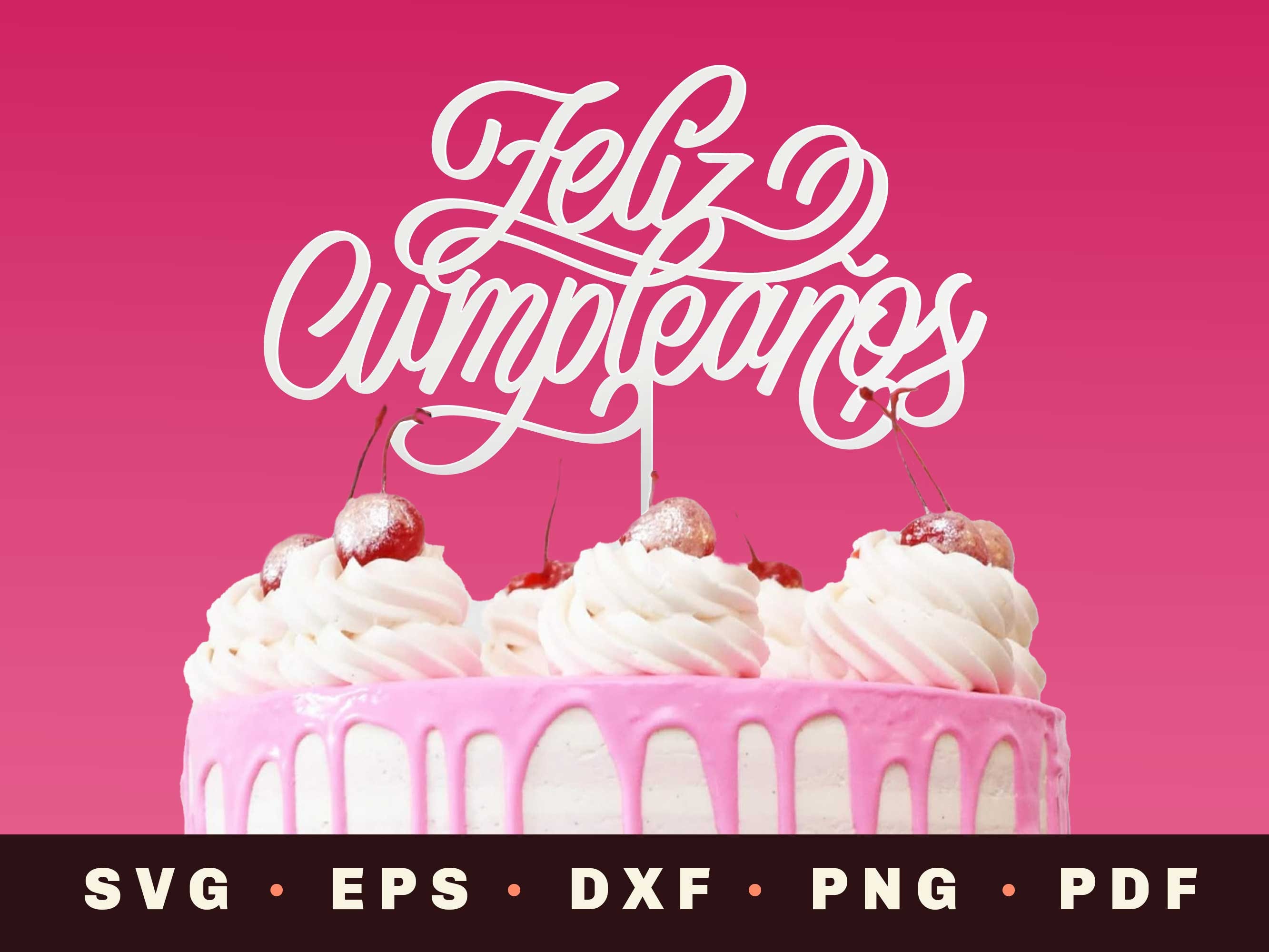 Feliz Cumpleanos Fancy Cursive SVG Handlettering Vector Printable Cut