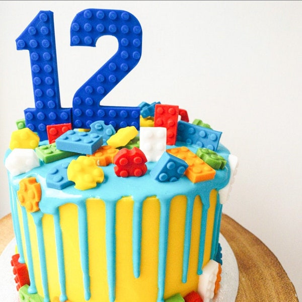 Cake Number for Birthday Cake - Bright Construction Cake Number - Cake Topper