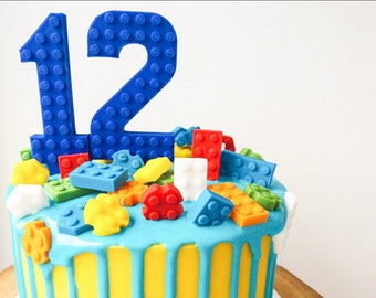 Tortennummer für Geburtstagskuchen - Helle Konstruktion Tortenzahl - Cake Topper