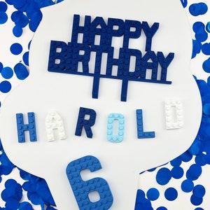 Ultimate Custom Brick Celebration Cake Set | Personalized Happy Birthday Sign, Name and Numbers | Cake Topper