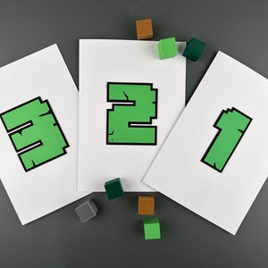 パーソナライズされた誕生日カード ブロック マイニング スタイル - 誕生日のデコレーション - パーティー - ブロック番号 - 鉱夫ファンへのギフト - お子様へのパーソナライズされたギフト