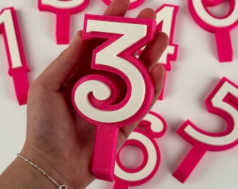 Pink Doll Style Birthday Cake Topper | Number for Birthday Cake | Fashion Doll Cake Sign | Birthday Party Cake Number | Birthday Cake Age