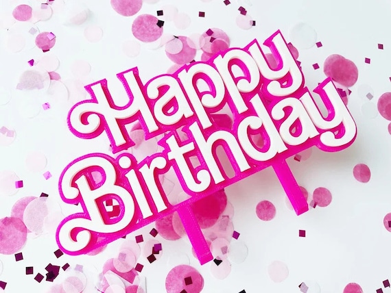 Pink Fasion Doll Style Happy Birthday Cake Topper | Birthday Cake Decor | Fashion Doll Party | Princess Cake Decoration | Birthday Sign
