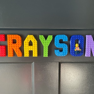 Arte de parede com nome de blocos de construção personalizáveis - Decoração de parede de quarto - Arte de parede de quarto infantil - Presente de bebê recém-nascido - Letras personalizadas para aniversário