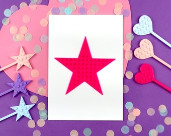 Star Card gepersonaliseerde bouwsteen fan kleurrijke kerst kinderen aangepaste verjaardagskaart regenboog X-mas aanpasbaar vieren