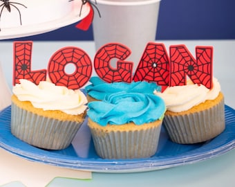 Spider Hero Style Birthday Cake Letter Decorations - Bday Decor - Cake Party - Stocking Filler - Spider Fan - Personalised Gift for Kids