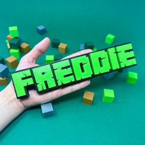 Block Mining Styled Custom Name Sign - Kids Room Decor - Name Plate - Desk Display - Gift for Block Miner Fan - Personalised Gift for Kids