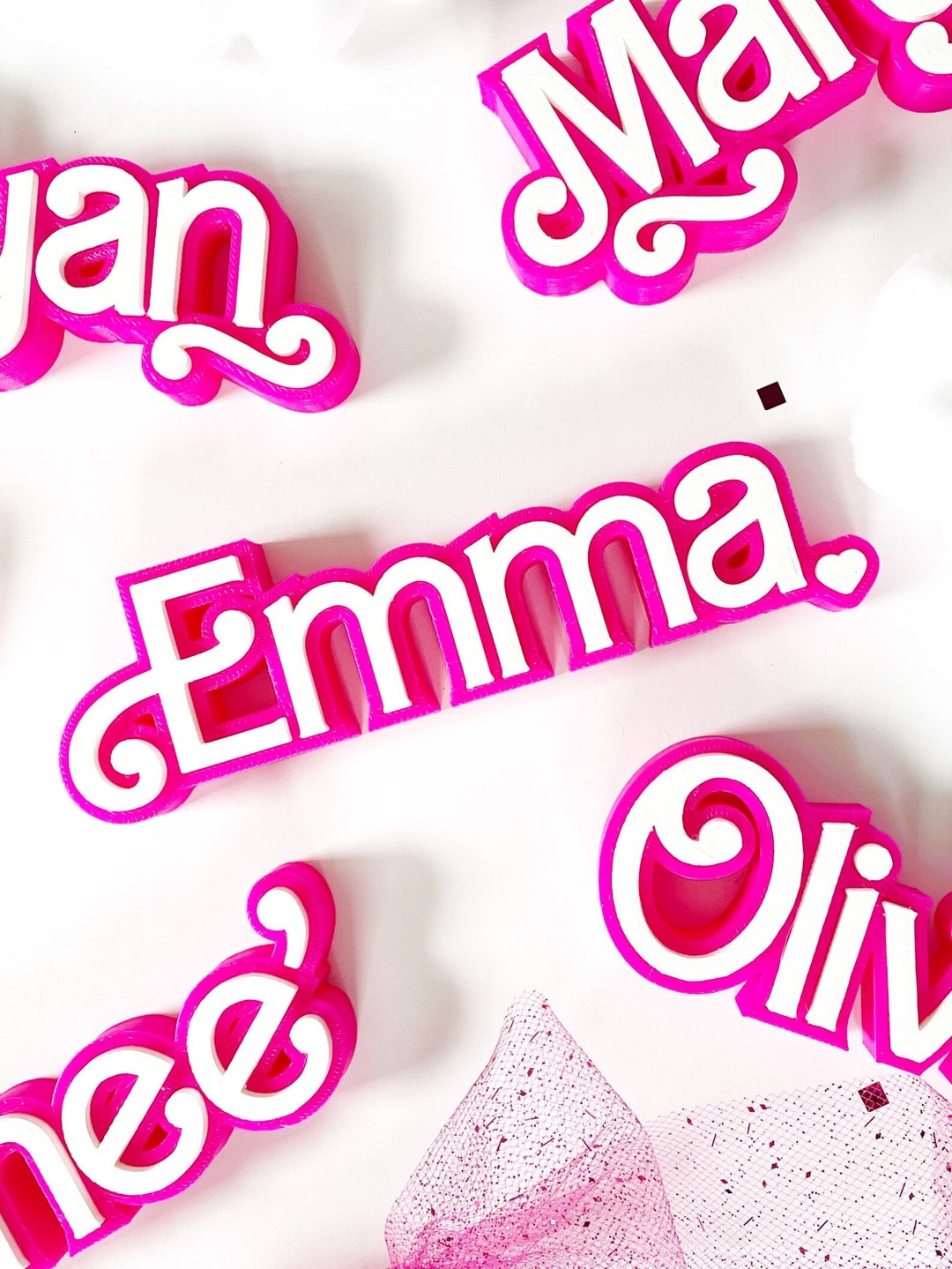 Targa con nome personalizzato in stile bambola rosa Decorazione