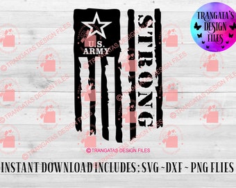 U.S. Army Strong Flag SVG DXF PNG - Veteran Pride (Digital Download)
