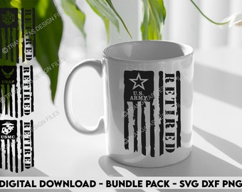 Retired Military Flag SVG Bundle | Army, Navy, Air Force, Marines (Digital Download)