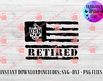 US Navy Retired Flag (svg, dxf, png) (Digital Download)