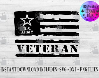 U.S. Army Veteran Flag SVG DXF PNG (Digital Download)