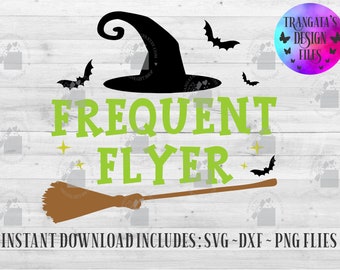 Frequent Flyer Witch SVG: Halloween Coffee Mug Design (Digital Download)