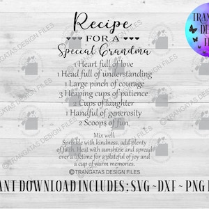 Rezept für eine besondere Oma Download Datei, Special Grandma Svg, Grandma Svg, Great Grandma Svg, Rezept svg, Großmutter