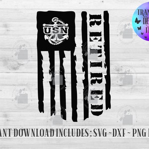 U.S Navy Retired Flag Instant Download, U.S Navy SVG, U.S Navy DXF, American Navy Flag Svg, Navy Svg, Retired Vet Svg, Military Svg, Navy