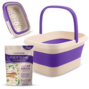 Fivona Foot Care Kit 2 in 1 - Foot Soak Blend Lavender - Expandable Foot Soak Basin - Pedicure Spa Soak