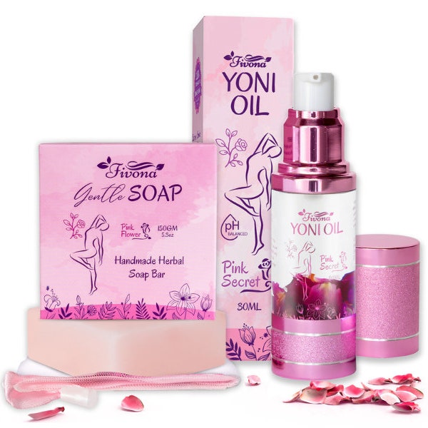Fivona 2 in 1 Set of Yoni Oil with Yoni Soap Bar - pH Balanced Feminine Care Kit