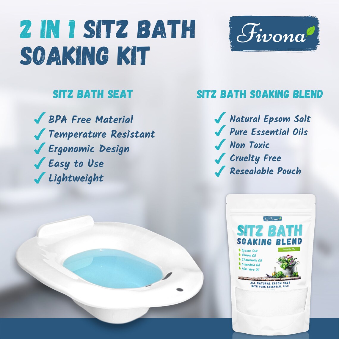 Sitz Bath Kit 2in1 Herbal Blend of Epsom Salt & Natural Etsy