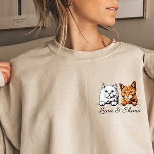 Custom Cat Mom Sweatshirt, Custom Cat Sweatshirt, Personalized Cat Sweatshirt, Cat Lovers Sweatshirt, Gift for Mom, Christmas Gift