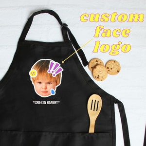 Logo Apron, Personalized Face Apron with pockets, Custom Face Apron, Mens Aprons, Womens Apron, Custom Text Apron, Logo Apron