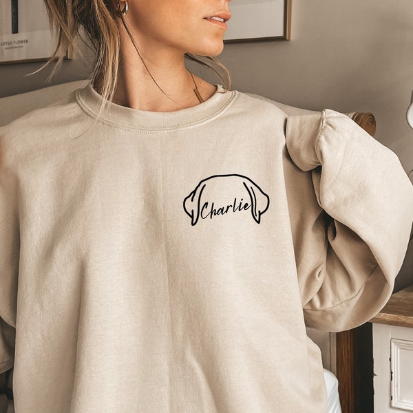 Custom Dog Ear Sweatshirt, Custom Dog Mom Sweatshirt, Personalized Dog Sweatshirt, Dog Lovers Sweatshirt, Gift for Mom, Father's Day Gift