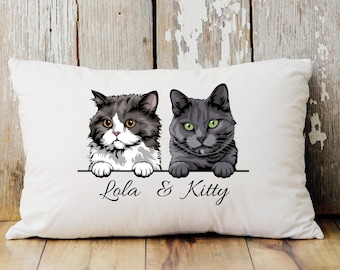 Cat Mom Canvas Pillow, Personalized Canvas Pillow, Cat Lovers Gift, Cat Dad Pillow, Custom Pillow, Christmas Gift