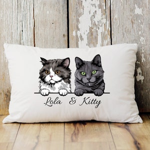 Cat Mom Canvas Pillow, Personalized Canvas Pillow, Cat Lovers Gift, Cat Dad Pillow, Custom Pillow, Christmas Gift
