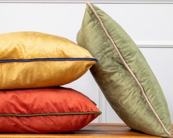 Corded Velvet Pillow Cover | Handmade Throw Pillow, 58 Colors