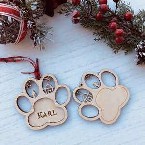 Dog Paw Christmas Ornaments, Custom Name Ornament, Christmas Gift Ornament, Paw Ornaments, Christmas Gift