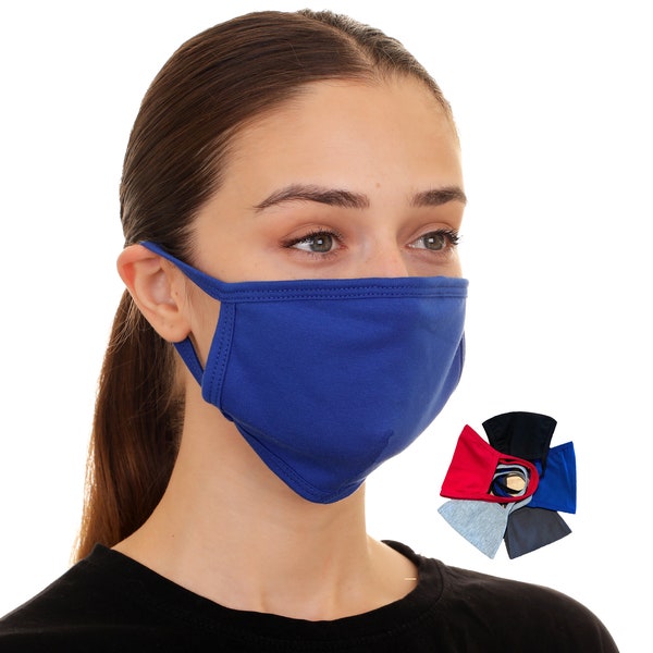 Cotton Face Mask Blue | Adult Face Mask | Face Mask with Filter Pocket | Cloth Face Mask | Same Day Ship | Ready to Ship | USA