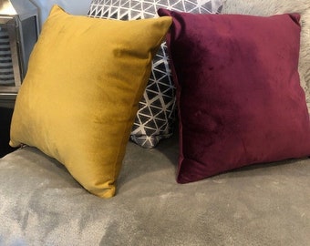 Velvet Throw Pillow Cover, Decorative Cushion Case, 58 Colors, Set of 2