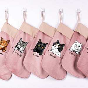 Cat Mom Christmas Stockings Personalized * Cat Christmas Stockings * Family Gift Stockings * Personalized Velvet Stockings