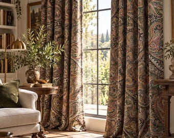 Vintage Floral Curtain Custom Size, 300 GSM Drapery, Elegant Patterned Window Curtain, Custom Size Room Decor