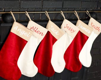 Personalized Velvet Christmas Stocking, Family Gift