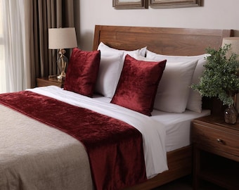 Luxury Velvet Bed Runner – Optional Double Sided Velvet , Soft Cozy Bed Scarf, Custom Size Elegant Bedroom Decor