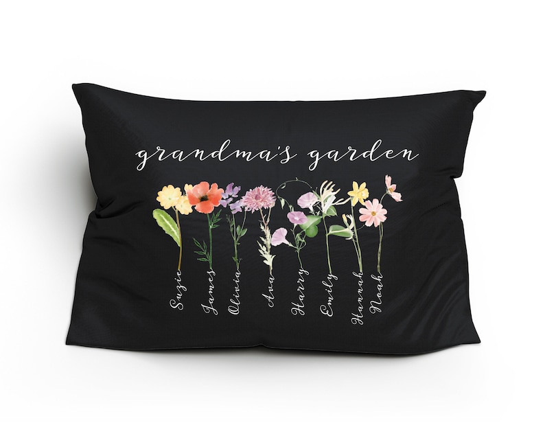 Grandma's Garden Pillow With Grandkids Names Personalized Etsy