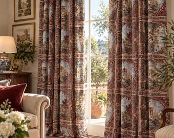 Vintage Floral Curtain Custom Size, Designer Art Drapery, Elegant Patterned Window Curtain, Custom Size Room Decor