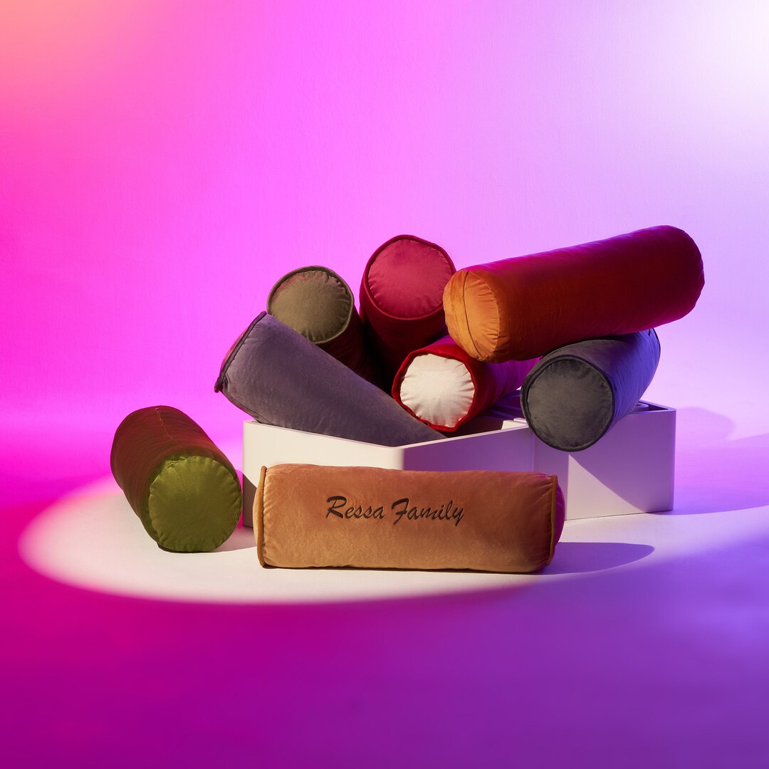 Personalized Velvet Bolster Pillow Case, Custom Lumbar Bolster Pillow