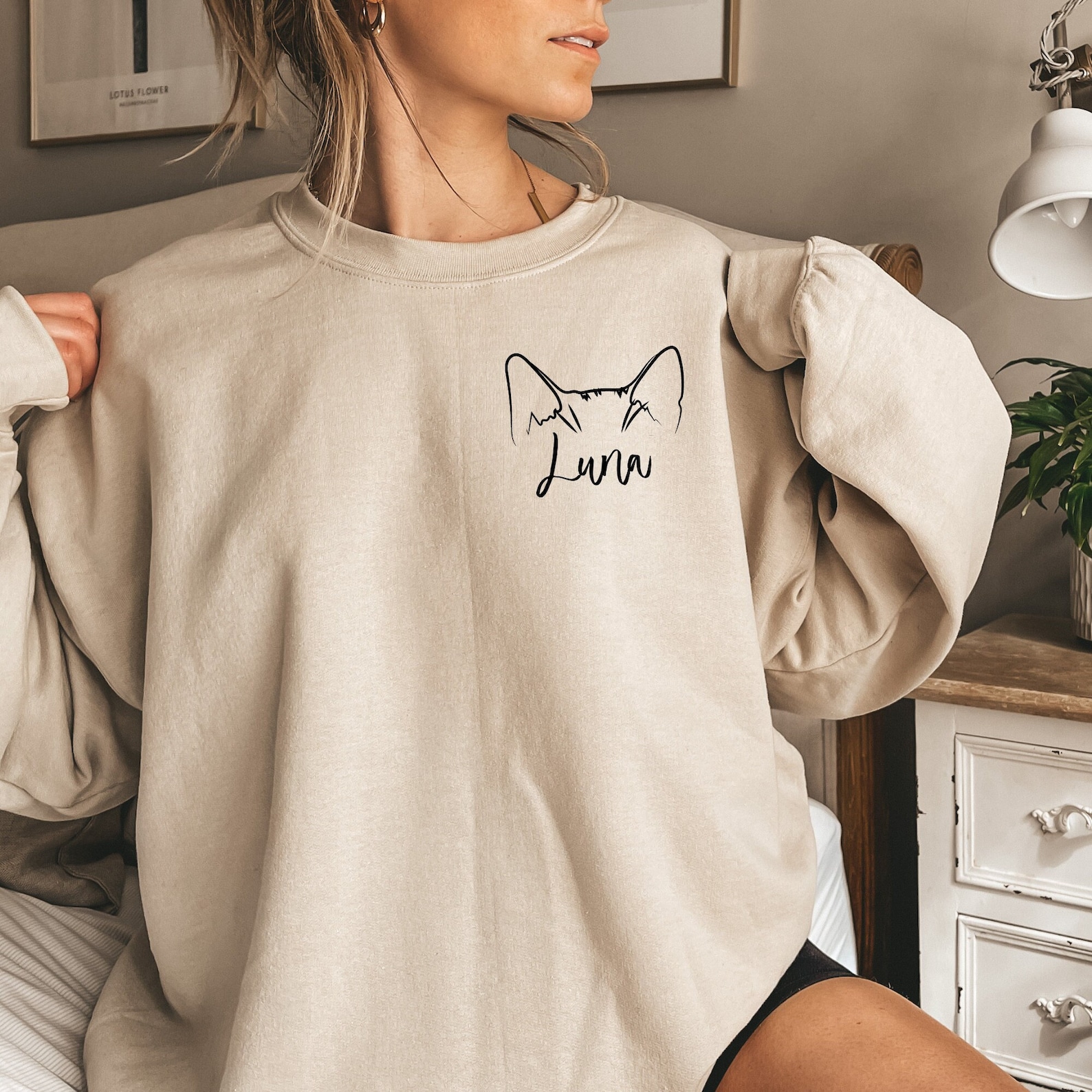 Custom Cat Ear Sweatshirt Custom Cat Mom Sweatshirt Etsy